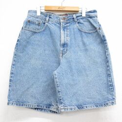 W34★古着 STRUCTURE ショート パンツ ショーツ メンズ 90年代 90s コットン USA製 ブルー デニム 26jun04
