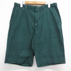 W34★古着 ラルフローレン ブランド ショート パンツ ショーツ メンズ 90年代 90s シアサッカー コットン グリーン【spe】 26jun04