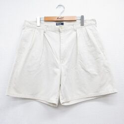 W36★古着 ラルフローレン ショート ブランド チノ パンツ チノパン ショーツ メンズ 90年代 90s ワンポイントロゴ コットン USA製 ベージュ【spe】 26jun04