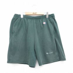 W37★古着 チャンピオン champion ショート イージー パンツ ショーツ メンズ 90年代 90s ワンポイントロゴ USA製 グリーン 26jun04