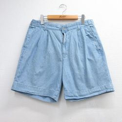 ドッカーズ 90s ショートパンツ シャンブレー ライトブルー 実寸W33 | 古着