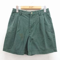 トミーヒルフィガー 90s ショートパンツ ワンポイントロゴ グリーン 実寸W29 | 古着