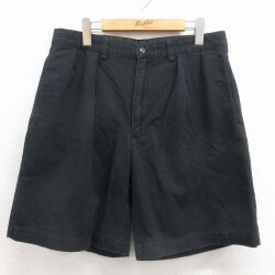 W34★古着 ラルフローレン ブランド ショート チノ パンツ チノパン ショーツ メンズ 90年代 90s TYLER コットン ブラック【spe】 26jun24