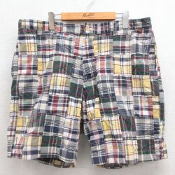 ノーティカ ショートパンツ パッチワーク ネイビーチェック 実寸W38 | 古着