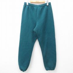 W30★古着 Chic スウェット パンツ メンズ 90年代 90s 無地 USA製 青緑 25mar06 中古 ボトムス ロング