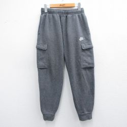W29★古着 ナイキ NIKE カーゴ スウェット パンツ メンズ ワンポイントロゴ グレー 25mar07 中古 ボトムス ロング