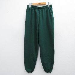 W33★古着 スウェット パンツ メンズ 90年代 90s 無地 USA製 緑 グリーン 25mar07 中古 ボトムス ロング