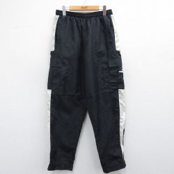 W33★古着 プーマ ナイロン カーゴ パンツ メンズ 00年代 00s ワンポイントロゴ リップストップ 黒 ブラック 25mar07 中古 ボトムス ロング