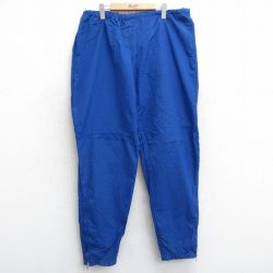 W38★古着 ナイロン パンツ メンズ 90年代 90s 無地 USA製 青 ブルー 25mar15 中古 ボトムス ロング