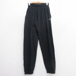 【50%OFF】W29★古着 チャンピオン champion イージー パンツ メンズ ワンポイントロゴ 黒 ブラック 25mar21 中古 ボトムス ロング