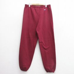 W36★古着 チャンピオン champion スウェット パンツ メンズ 00年代 00s ワンポイントロゴ エンジ 25mar21 中古 ボトムス ロング