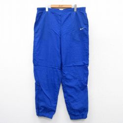 W39★古着 ナイキ NIKE ジャージ パンツ メンズ 00年代 00s ワンポイントロゴ 青 ブルー 25mar26 中古 ボトムス ロング