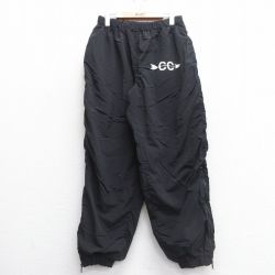 W32★古着 ナイロン パンツ メンズ 90年代 90s CC USA製 黒 ブラック 内側メッシュ 25mar27 中古 ボトムス ロング