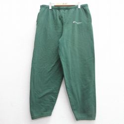 W38★古着 チャンピオン champion スウェット パンツ メンズ 90年代 90s ワンポイントロゴ 緑 グリーン 【spe】 25mar27 中古 ボトムス ロング