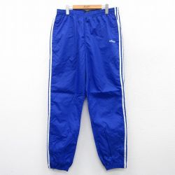 W39★古着 アディダス adidas ナイロン パンツ メンズ 90年代 90s ワンポイントロゴ 大きいサイズ 青他 ブルー 3本ライン 【spe】 25mar29 中古 ボトムス ロング