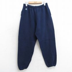 W33★古着 ラッセル スウェット パンツ メンズ 00年代 00s ワンポイントロゴ 紺 ネイビー 25apr03 中古 ボトムス ロング