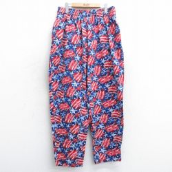 W36★古着 イージー パンツ メンズ 90年代 90s 星 総柄 コットン 赤他 レッド 25apr17 中古 ボトムス ロング