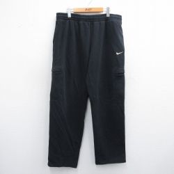 W38★古着 ナイキ NIKE カーゴ スウェット パンツ メンズ ワンポイントロゴ 黒 ブラック 25apr25 中古 ボトムス ロング