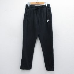 W31★古着 ナイキ NIKE イージー パンツ メンズ ワンポイントロゴ 黒 ブラック 25apr26 中古 ボトムス ロング