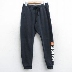 W33★古着 ナイキ NIKE スウェット パンツ メンズ JUST DO IT 黒 ブラック 25may08 中古 ボトムス ロング