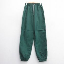 W30★古着 ナイロン パンツ メンズ 90年代 90s USA製 緑 グリーン 25may09 中古 ボトムス ロング