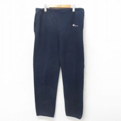 W36★古着 チャンピオン Champion スウェット パンツ 90年代 90s ワンポイントロゴ USA製 濃紺 ネイビー 25may12 中古 メンズ ボトムス ロング