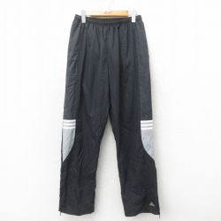 W33★古着 アディダス adidas パンツ ワンポイントロゴ 黒 ブラック 内側メッシュ 25may12 中古 メンズ ボトムス ロング
