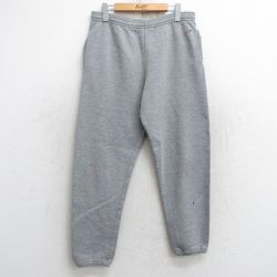 W33★古着 ジャージーズ スウェット パンツ メンズ 90年代 90s ワンポイントロゴ USA製 グレー 霜降り 25may28 中古 ボトムス ロング
