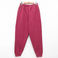 W34★古着 リー Lee スウェット パンツ メンズ 90年代 90s 無地 USA製 エンジ 25jun28 中古 ボトムス ロング