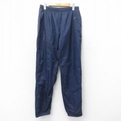 W34★古着 リーボック REEBOK ナイロン パンツ メンズ ワンポイントロゴ 紺 ネイビー 25jul07 中古 ボトムス ロング
