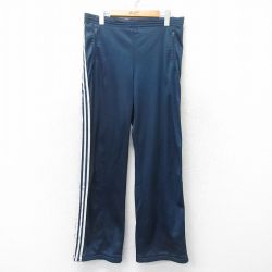 W35★古着 アディダス adidas ジャージ パンツ メンズ 80年代 80s USA製 紺他 ネイビー 3本ライン 【spe】 25jul07 中古 ボトムス ロング
