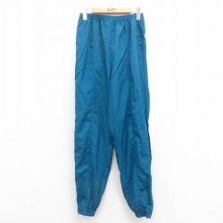 【20%OFF】W31★古着 リーボック REEBOK ナイロン パンツ 90年代 90s ワンポイントロゴ 青緑 25aug06 中古 メンズ ボトムス ロング