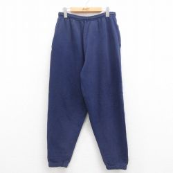 W33★古着 スウェット パンツ メンズ 90年代 90s 無地 USA製 紺 ネイビー 25aug26 中古 ボトムス ロング
