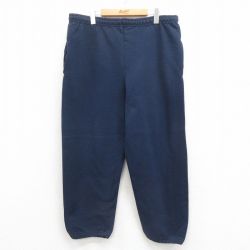 【50%OFF】W37★古着 スウェット パンツ メンズ 00年代 00s 無地 紺 ネイビー 25aug26 中古 ボトムス ロング