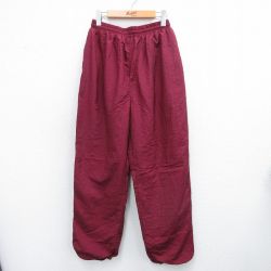W29★古着 ナイロン パンツ メンズ 90年代 90s 無地 エンジ 25sep04 中古 ボトムス ロング