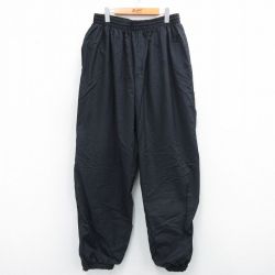 W33★古着 チャンピオン champion ナイロン パンツ メンズ ワンポイントロゴ 黒 ブラック 25sep04 中古 ボトムス ロング