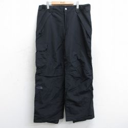 W37★古着 ノースフェイス THE NORTH FACE ナイロン スノー パンツ メンズ ワンポイントロゴ 黒 ブラック 25sep16 中古 ボトムス ロング
