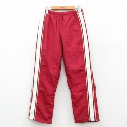 W27★古着 ナイロン パンツ メンズ 90年代 90s USA製 エンジ 内側メッシュ 25sep25 中古 ボトムス ロング