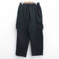 W33★古着 カーゴ スウェット パンツ メンズ AND1 黒 ブラック 25oct21 中古 ボトムス ロング