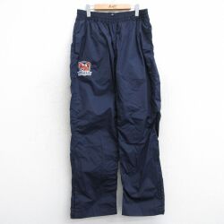 W33★古着 ナイロン パンツ メンズ 90年代 90s エコノメデスジャガーズ 紺 25nov21