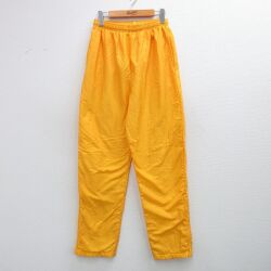 W29★古着 ナイロン パンツ メンズ 90年代 90s 無地 USA製 黄 25nov27