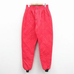 W35★古着 ナイロン キルティング パンツ メンズ 80年代 80s USA製 赤他 26jan08