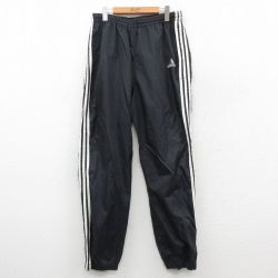 W36★古着 アディダス adidas ナイロン パンツ メンズ 90年代 90s ワンポイントロゴ 黒他 3本ライン 26feb14