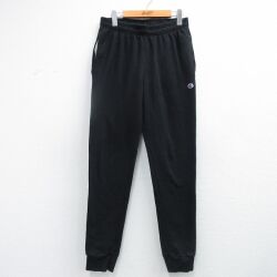 W33★古着 チャンピオン champion イージー パンツ メンズ ワンポイントロゴ 黒 26feb24