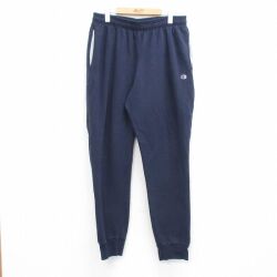 W37★古着 チャンピオン champion スウェット パンツ メンズ ワンポイントロゴ 紺 26mar10