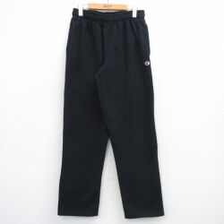 W34★古着 チャンピオン champion スウェット パンツ メンズ ワンポイントロゴ 黒 26mar10