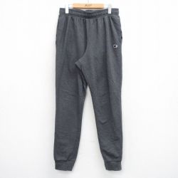 W33★古着 チャンピオン Champion スウェット パンツ メンズ ワンポイントロゴ 濃グレー 26mar12