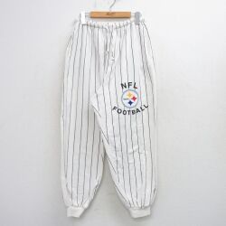 W30★古着 イージー パンツ メンズ NFL ピッツバーグスティーラーズ 白他 ストライプ アメフト スーパーボウル 26mar25