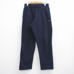 W32★古着 チャンピオン champion スウェット パンツ メンズ ワンポイントロゴ 紺 26mar25