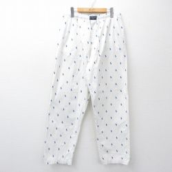 W35★古着 ラルフローレン ブランド パジャマ パンツ メンズ ポニー 総柄 コットン 白他 26apr10